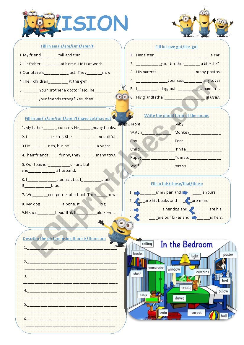Revision (To be, have got, plurals, demonstratives,  there is, there are, prepositions)
