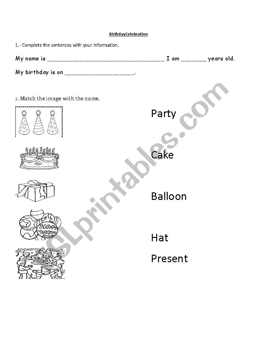 Birthday Celebration  worksheet