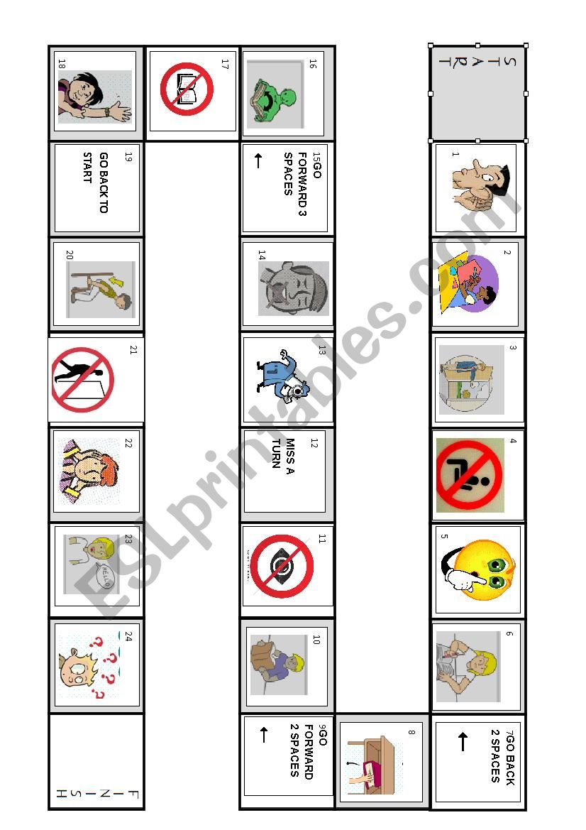 Classroom English boardgame worksheet