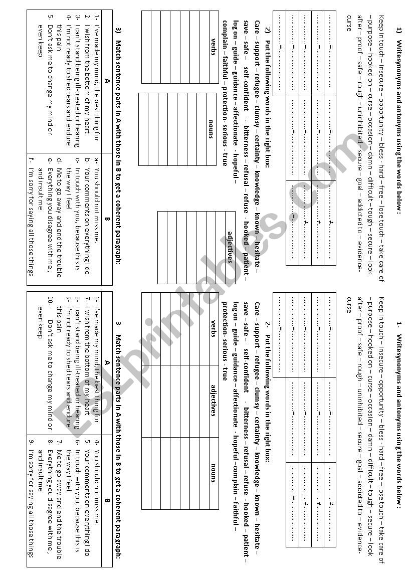 vocabulary review worksheet