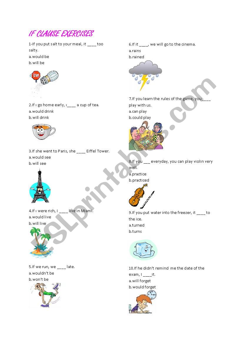 IF CLAUSE worksheet