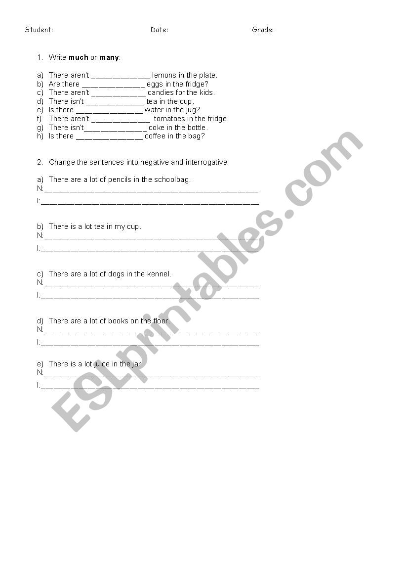 Quantifiers worksheet