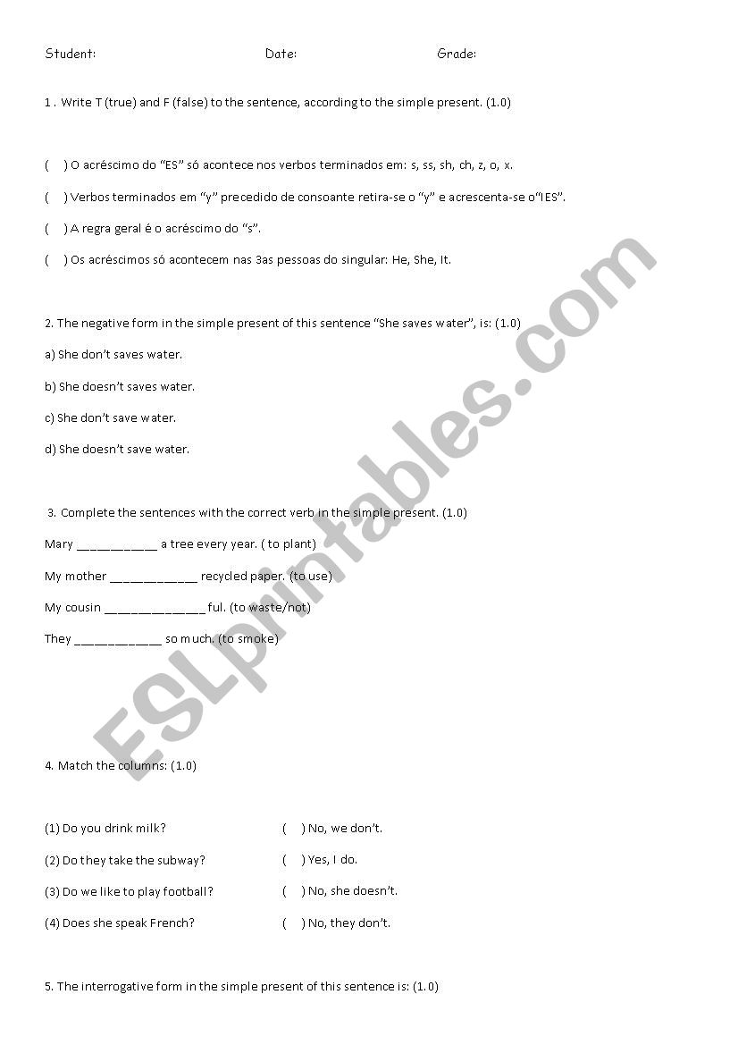 Simple Present worksheet