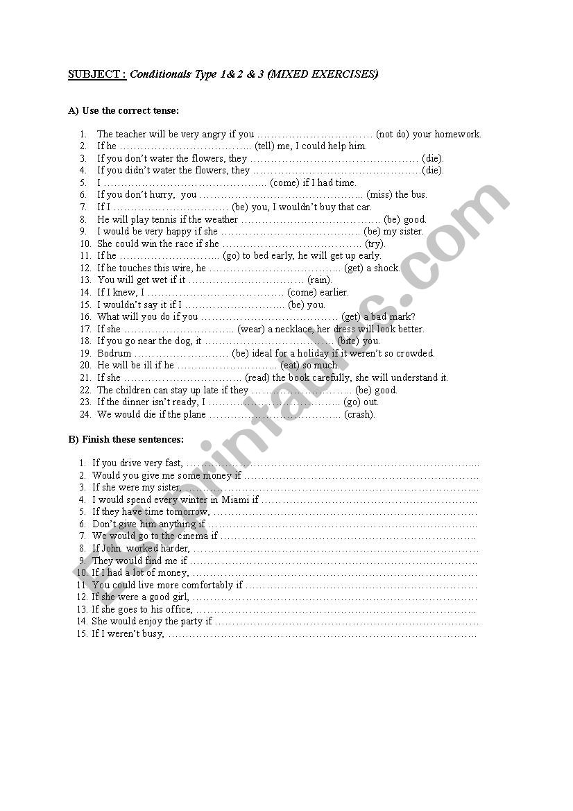 Conditionals worksheet