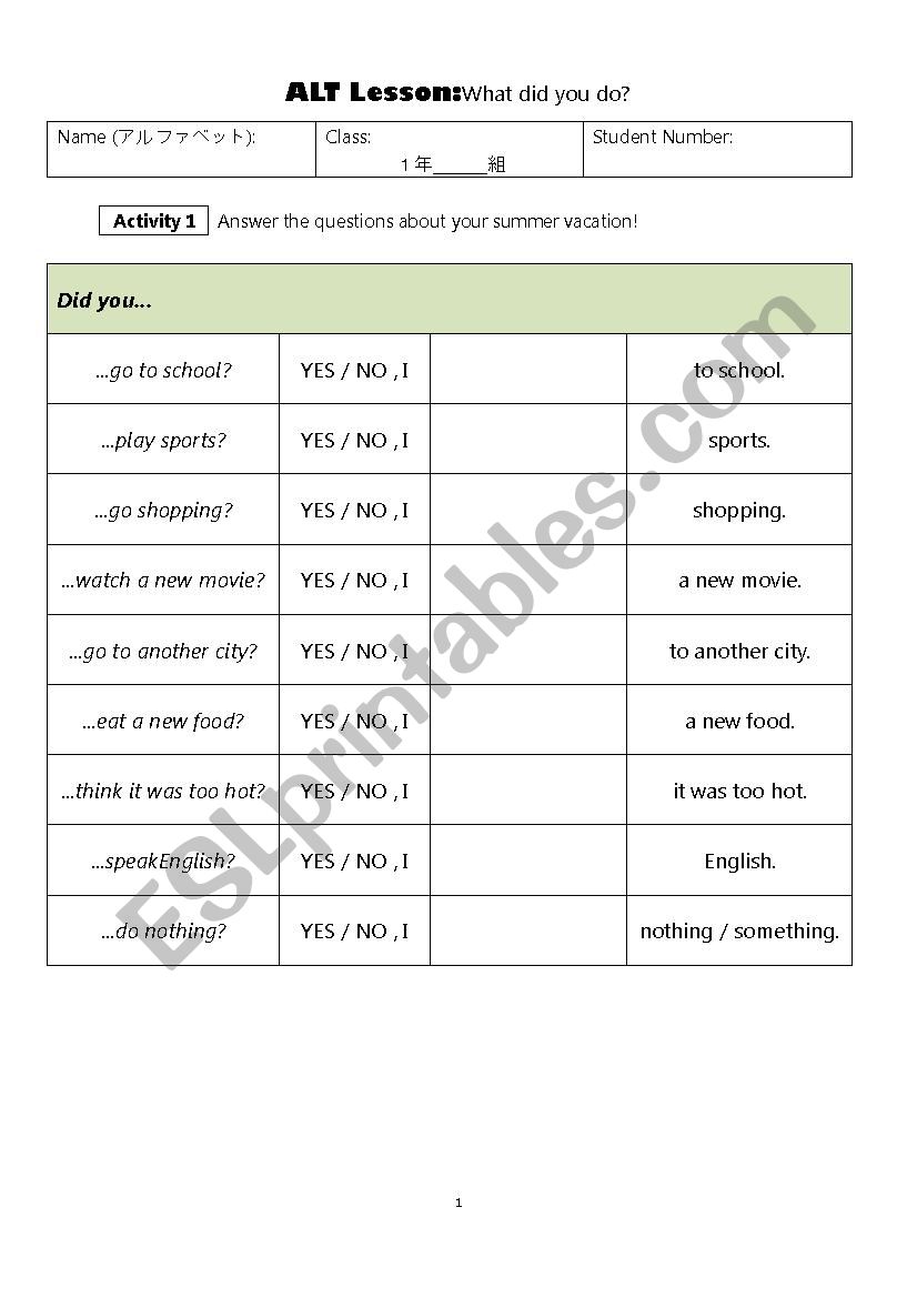 Find Someone Who ... with a Twist! Â´Did you ... during break?Â´