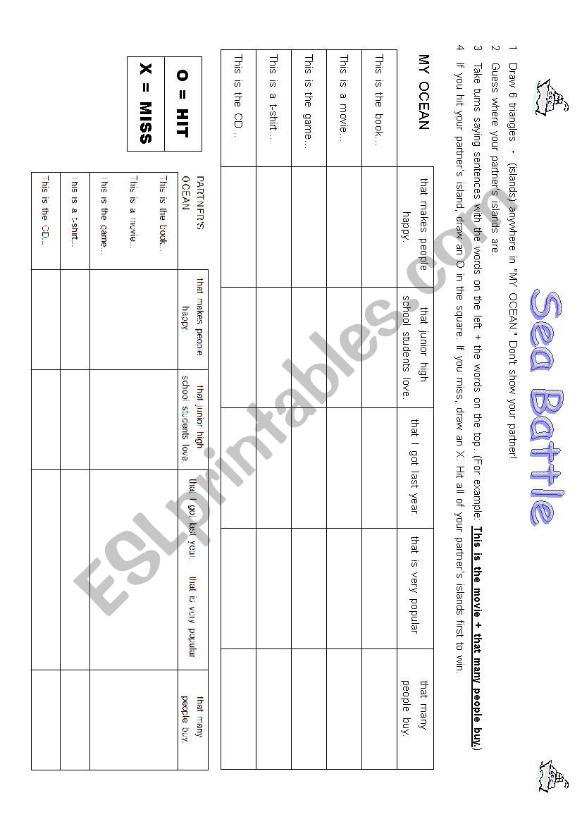 Sea Battle - That/Which  worksheet