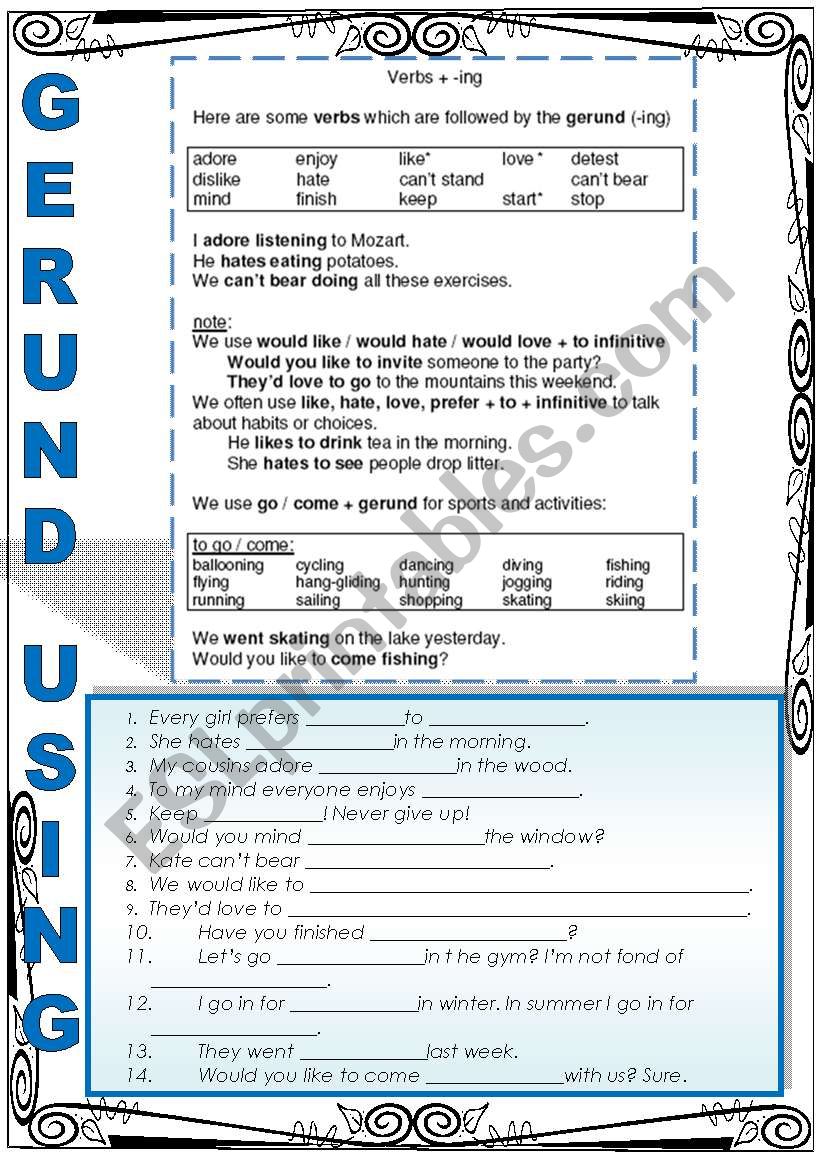 GERUND worksheet