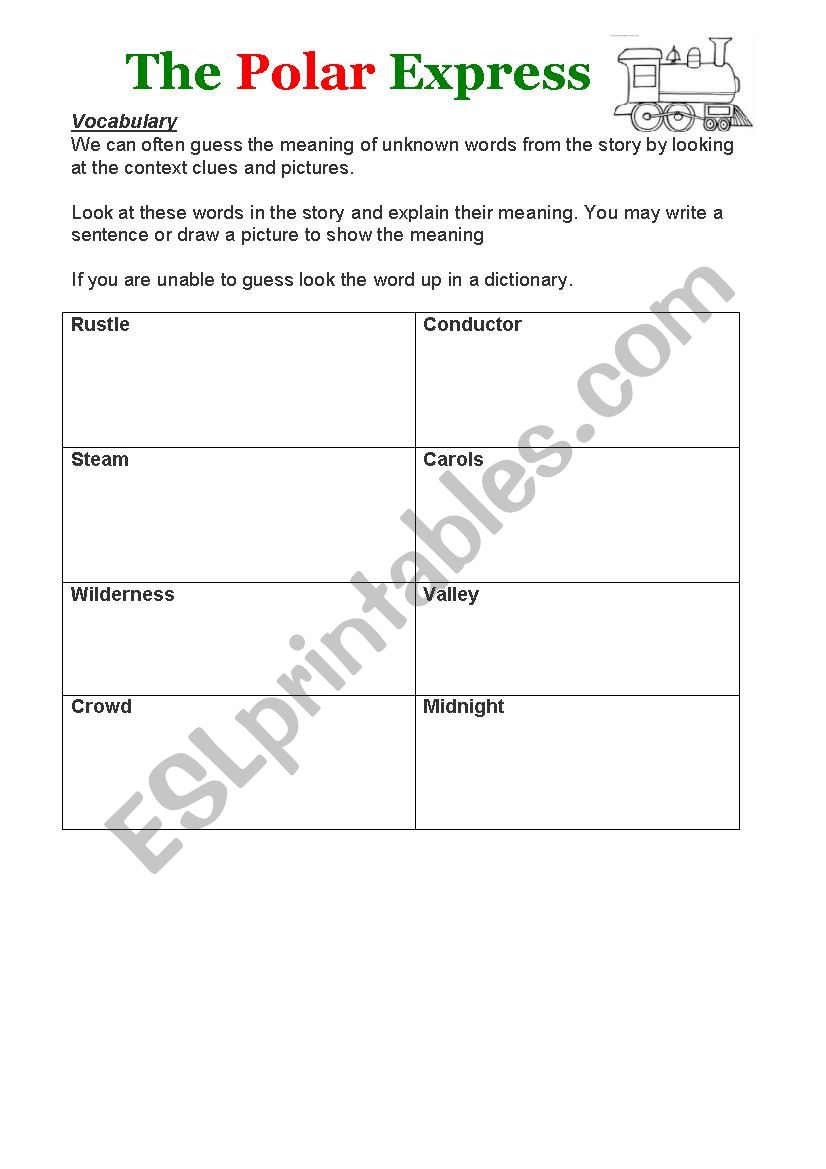 the Polar express worksheet