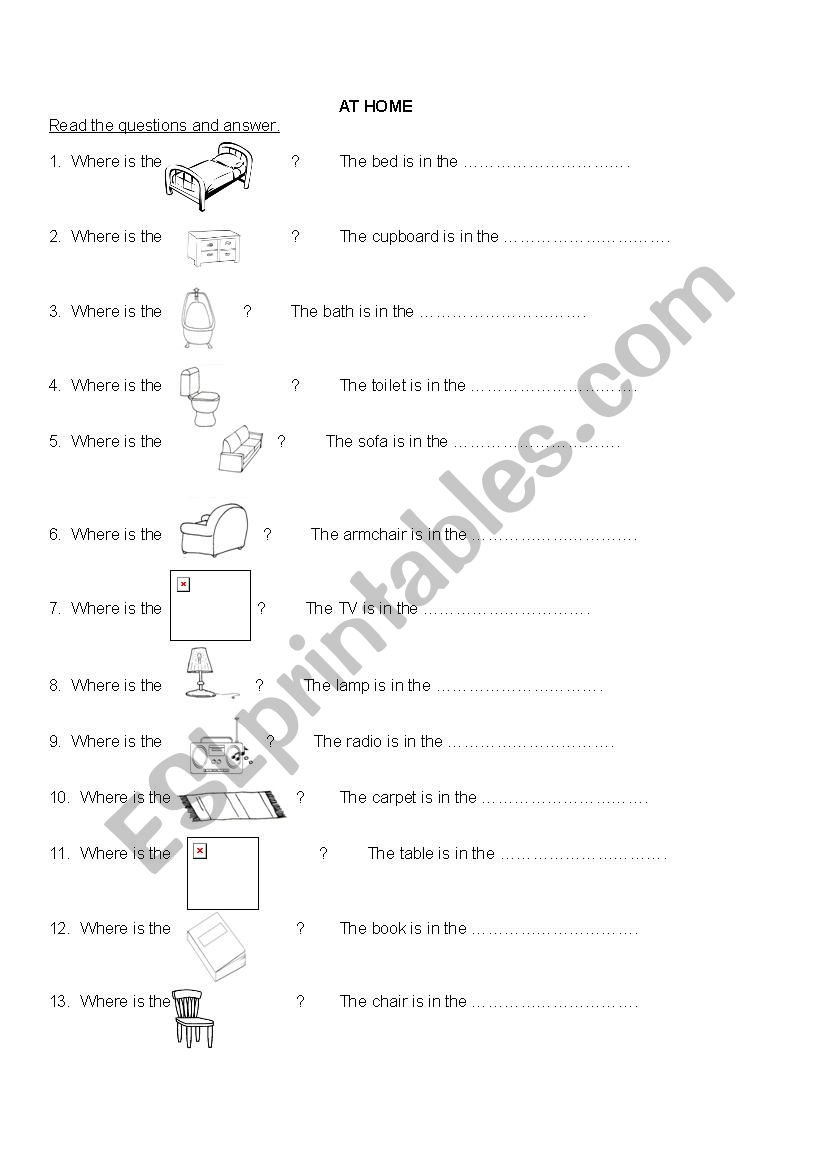 Furniture Survey worksheet