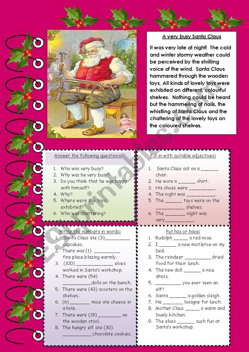 A very busy Santa Claus worksheet