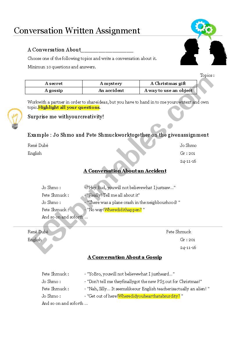 Conversation Written Assignment