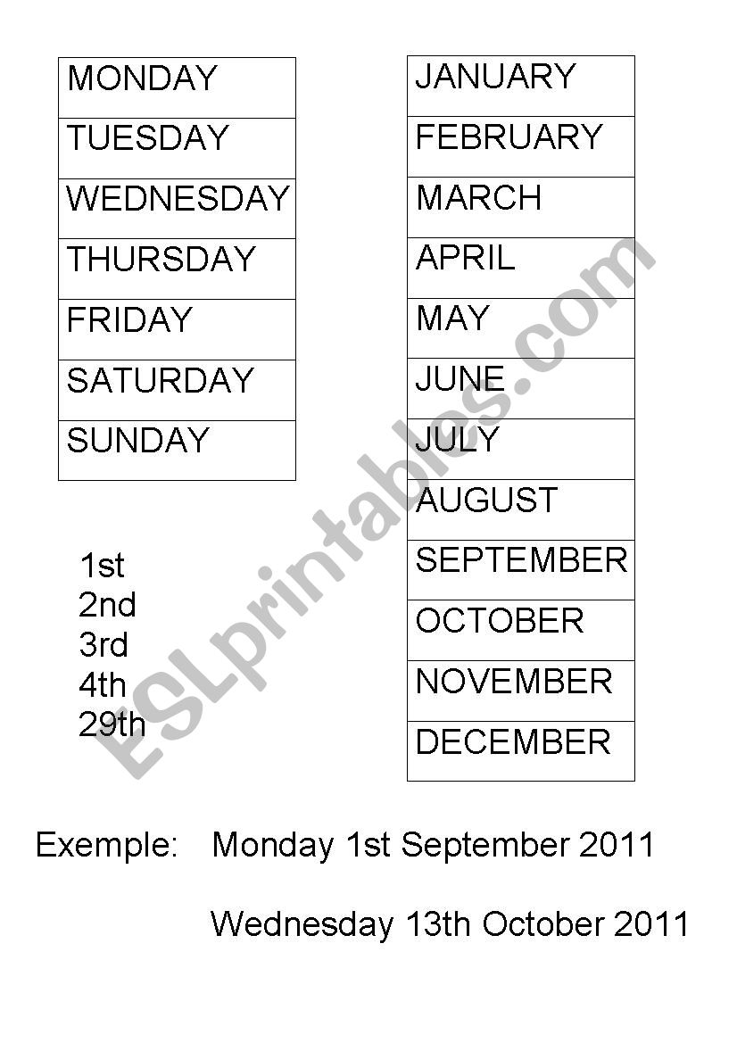 How to say the date worksheet