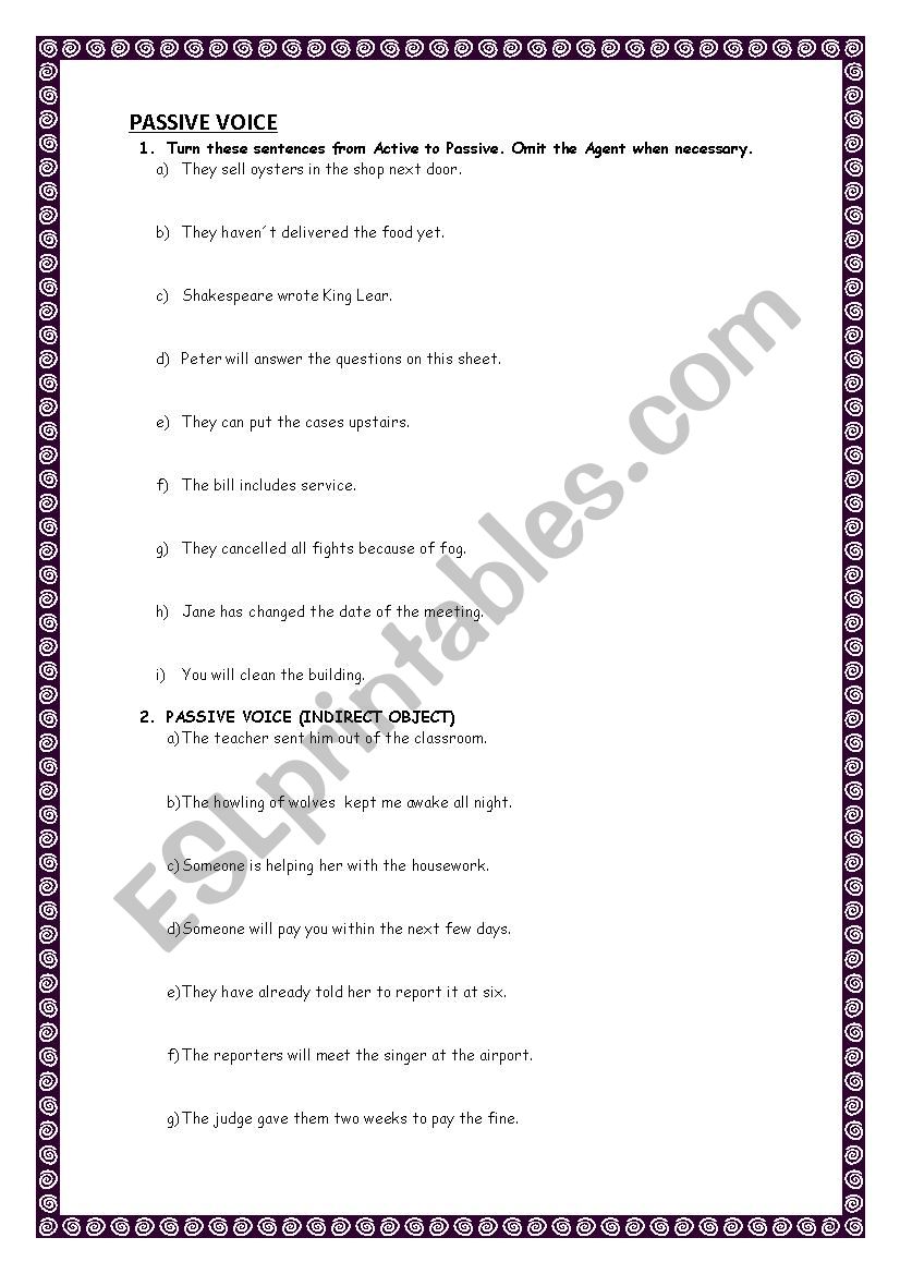 PASSIVE VOICE worksheet