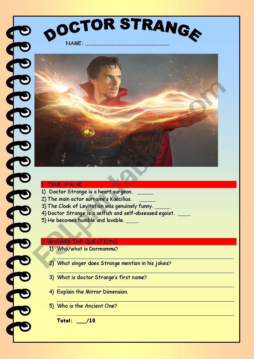 Doctor Strange worksheet