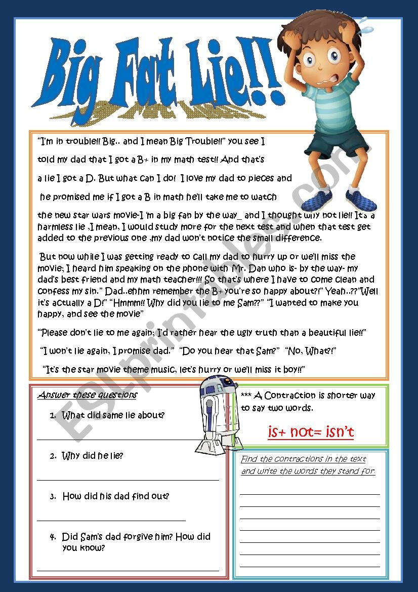 Big Fat Lie! worksheet