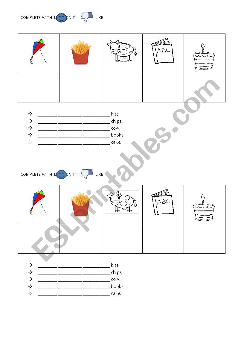practice  i like worksheet