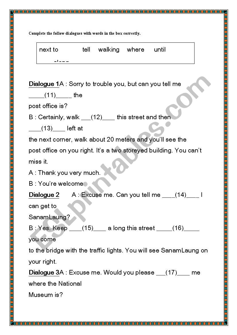 Coversation worksheet
