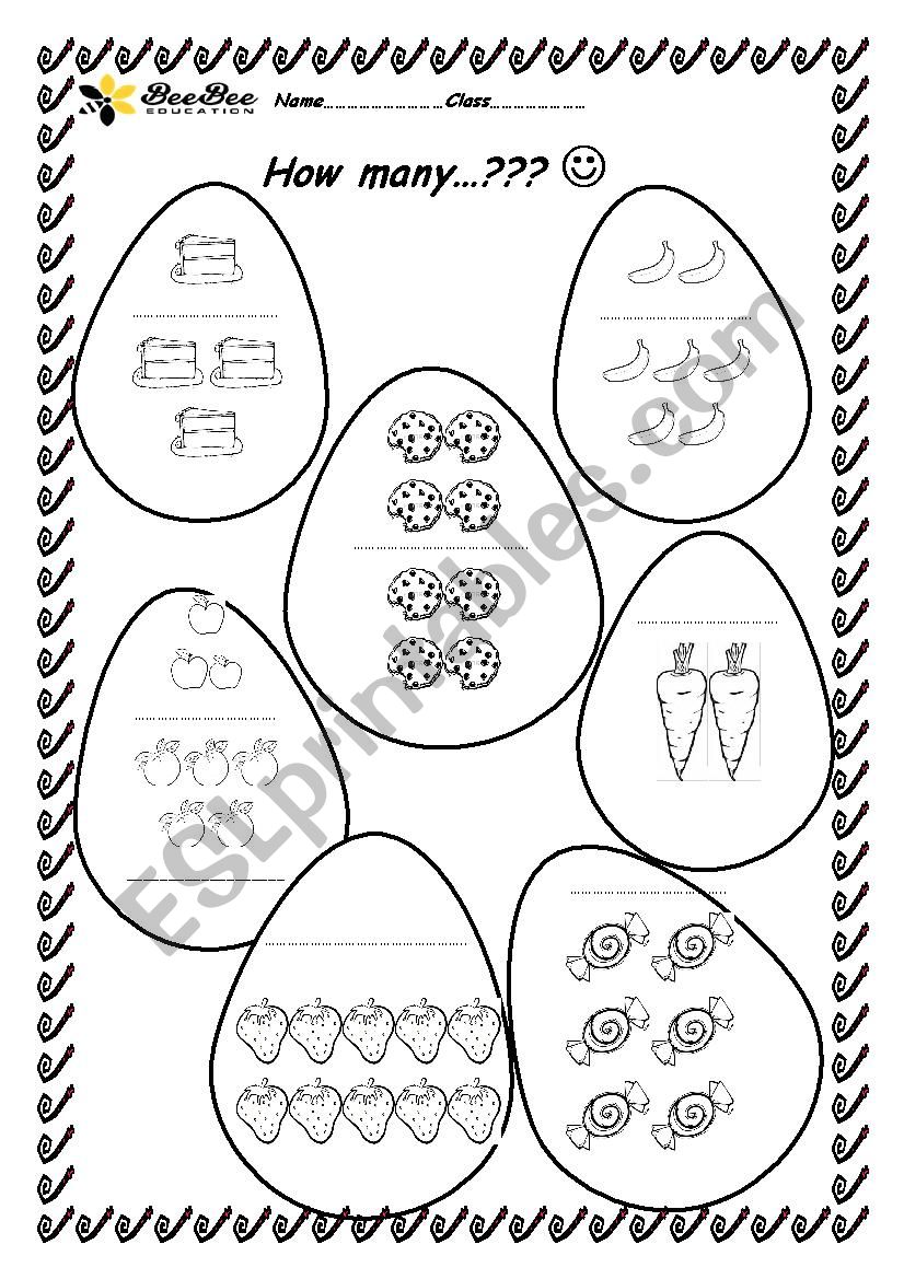 Food and numbers worksheet