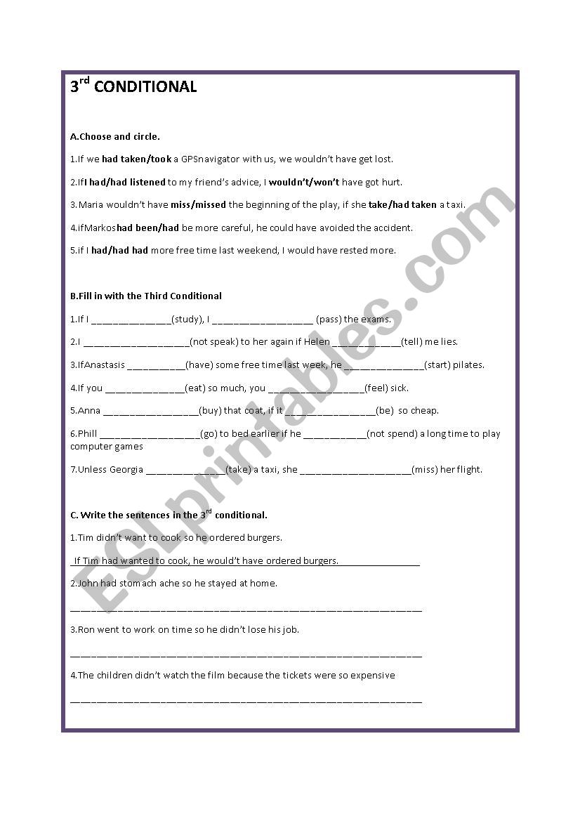 Third Conditional worksheet