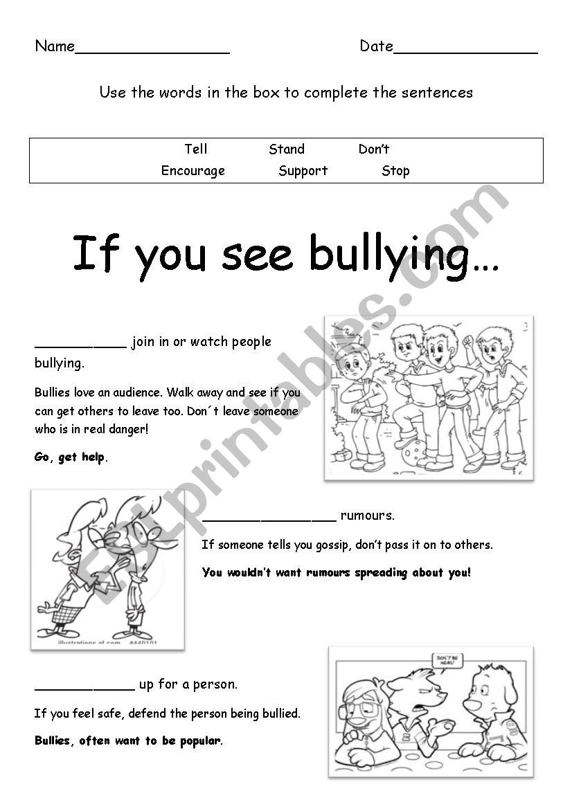 Bullying  worksheet