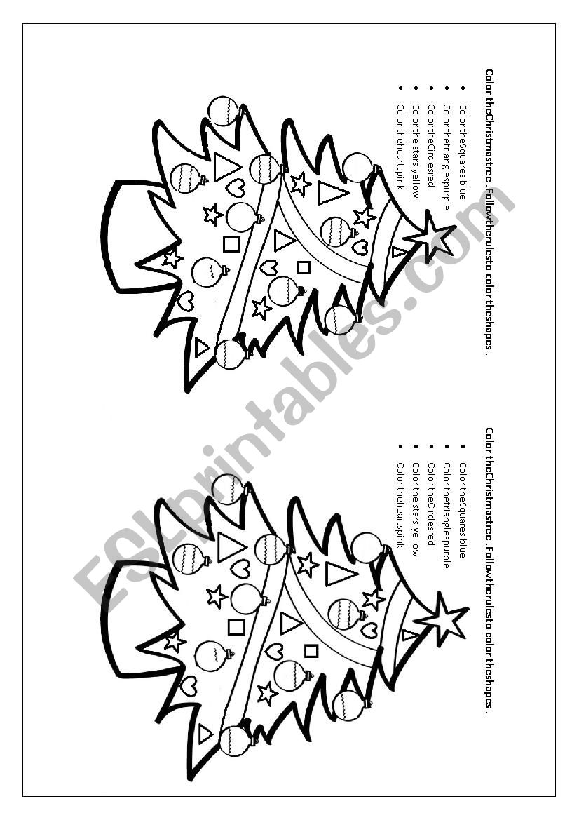 Color the Christmas tree worksheet