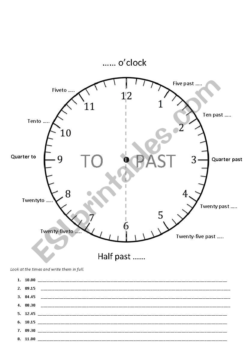 Telling Time worksheet