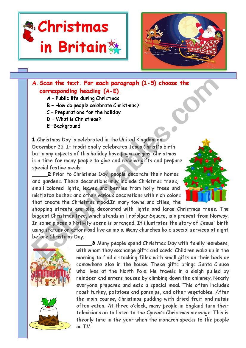 Christmas in Britain worksheet