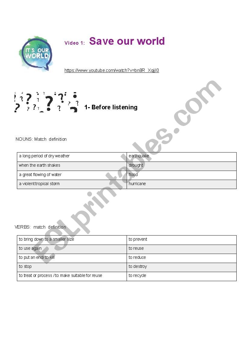 Save our Planet worksheet