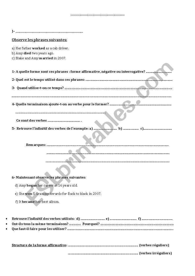 PRETERIT worksheet