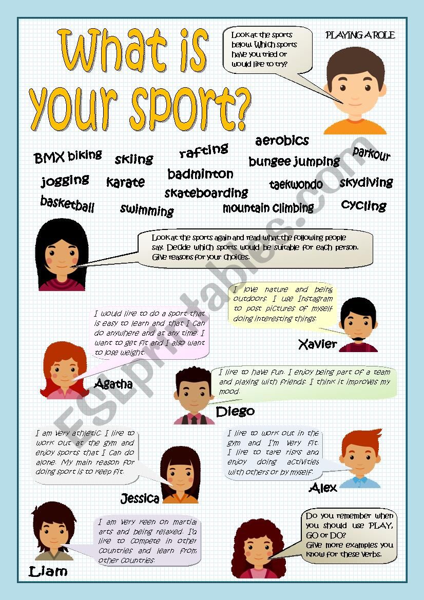 WHAT IS YOUR SPORT? worksheet