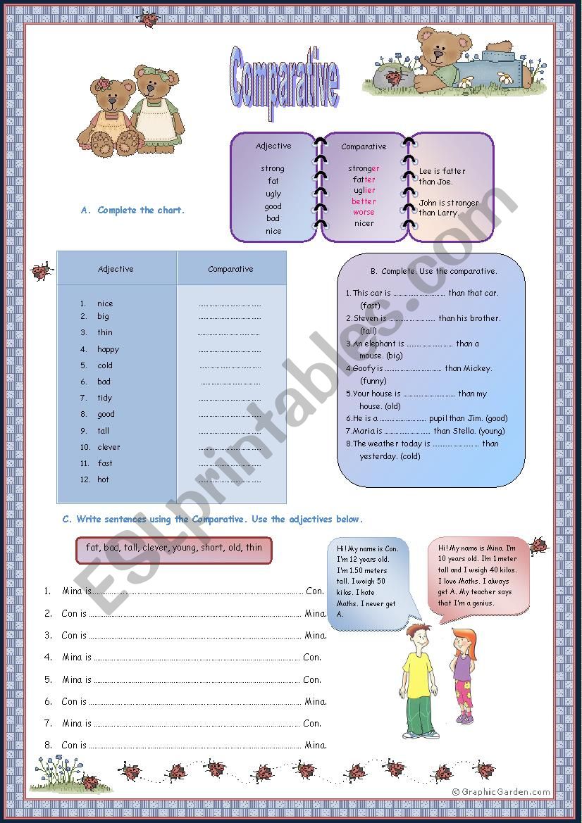 comparatives worksheet