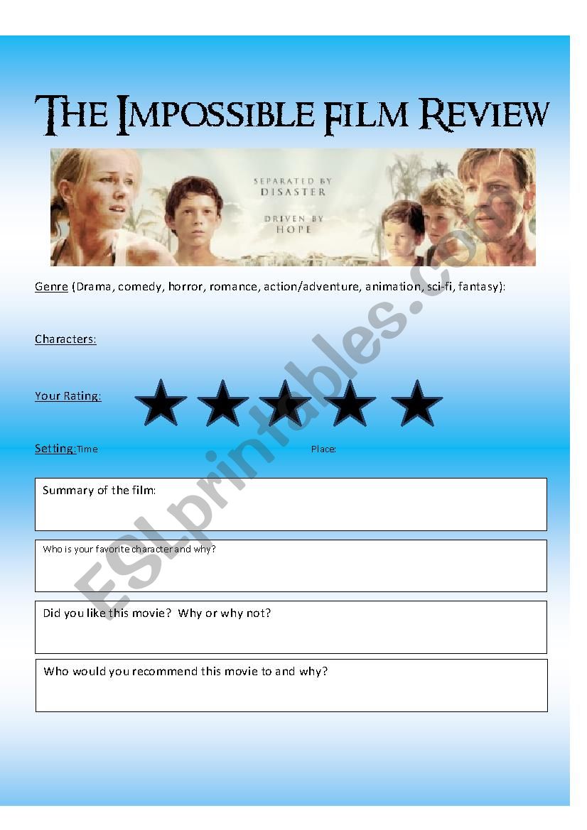 Film Review Template worksheet