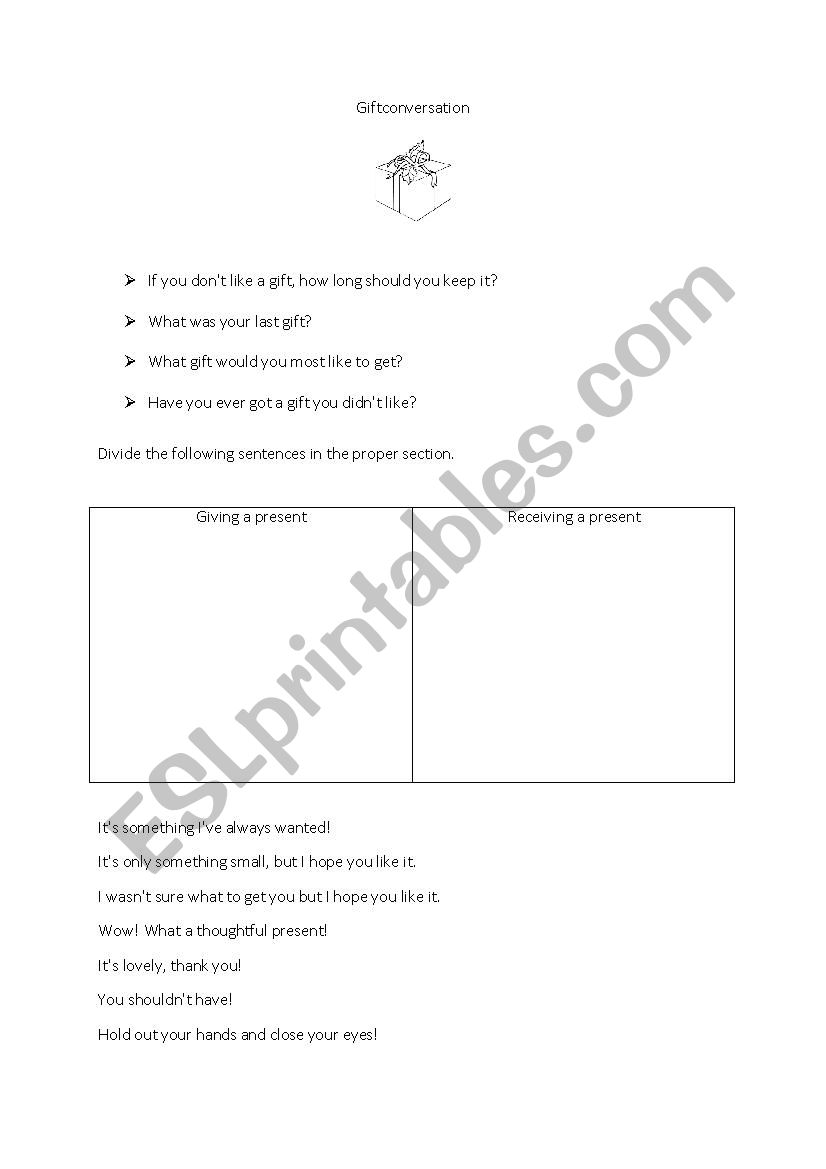 GIFTS worksheet