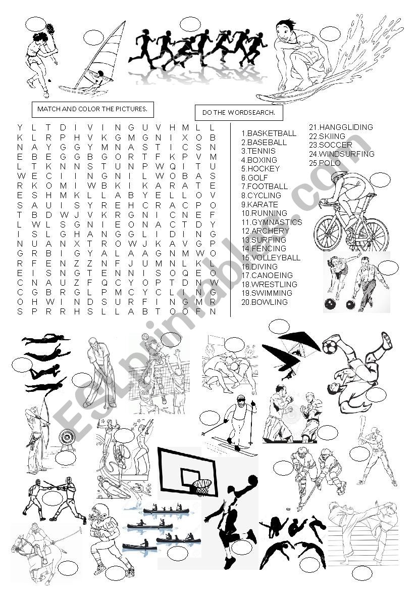 SPORTS - WORDSEARCH worksheet