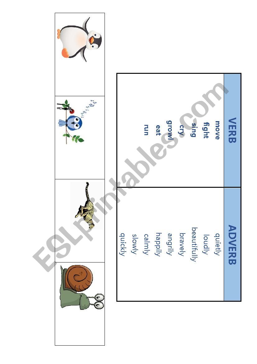 Verb And Adverb With Animals ESL Worksheet By Juclara