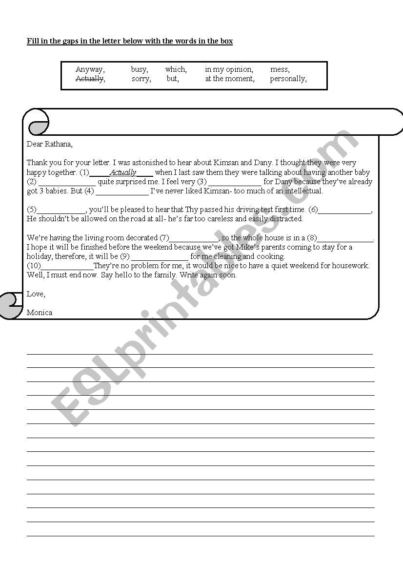 letter worksheet