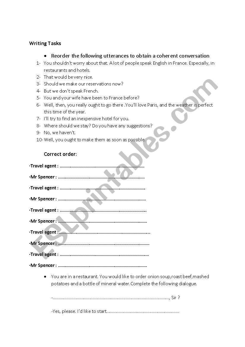 writing tasks worksheet