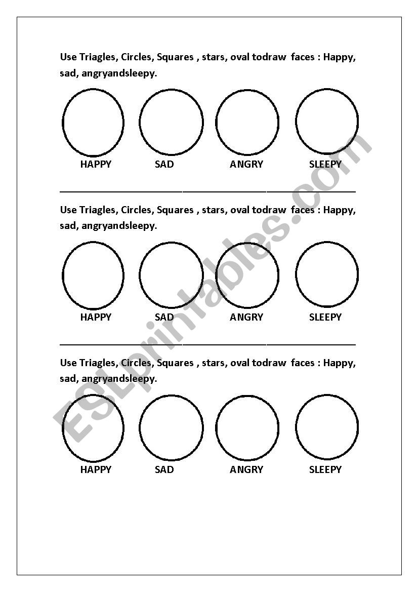 Draw faces using shapes worksheet