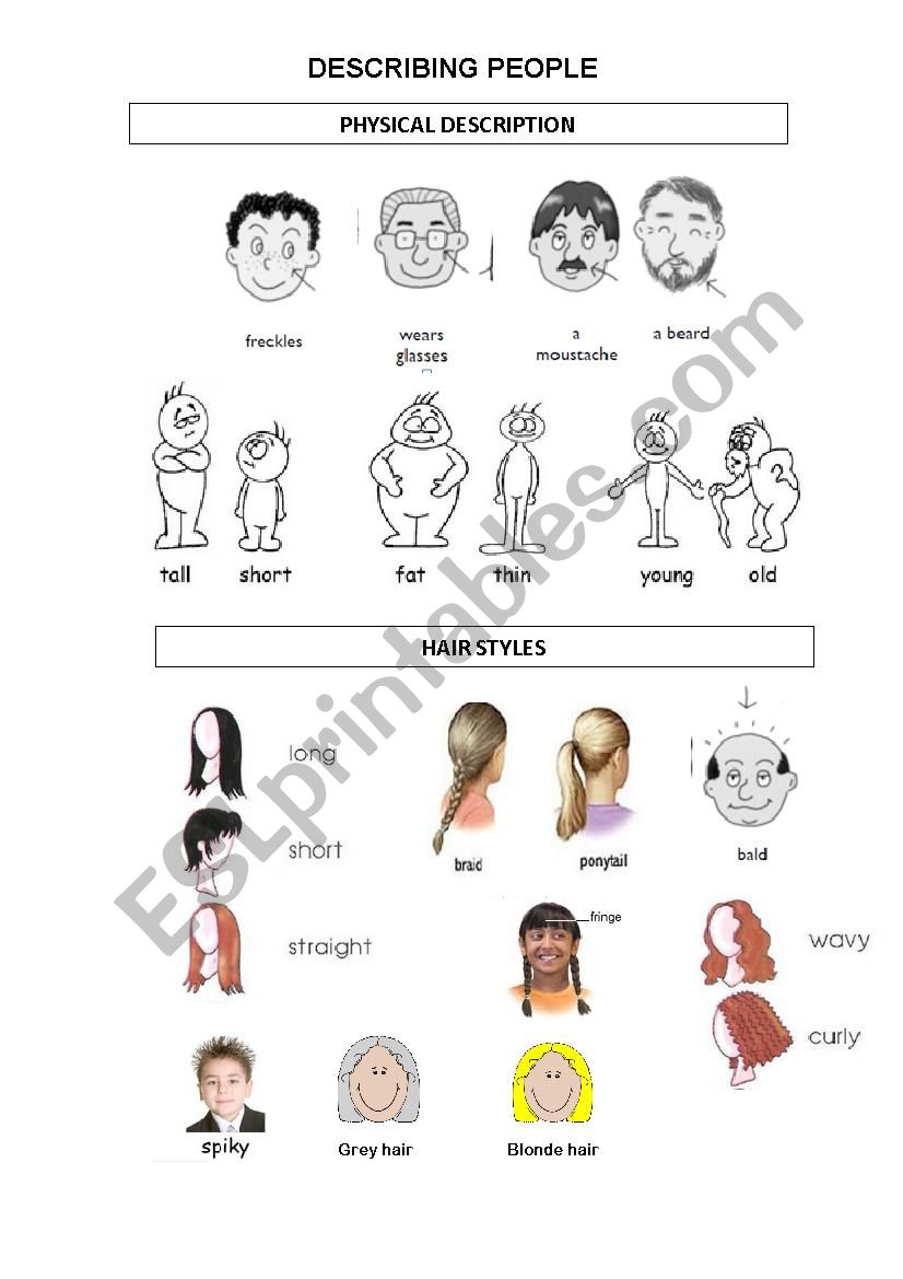 DESCRIBING PEOPLE worksheet