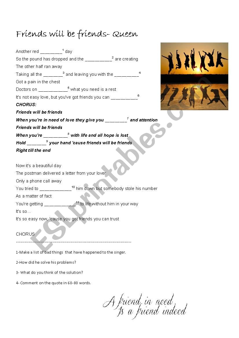 Friendship worksheet