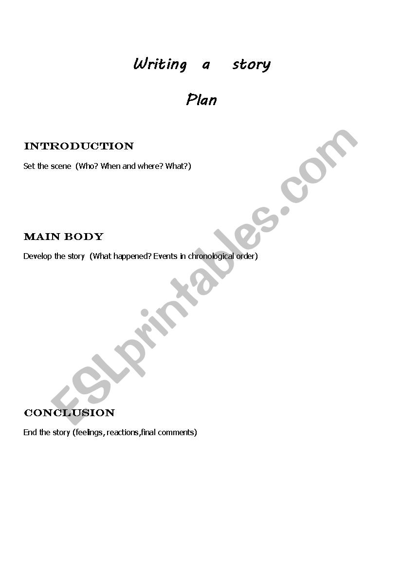 Writing stories plan worksheet