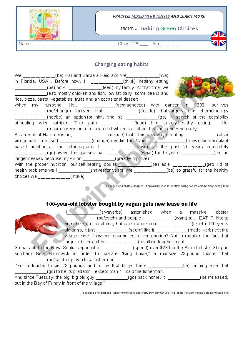 Verb tenses - making green choices