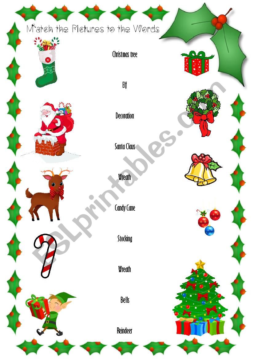 Christmas Picture to Word Match