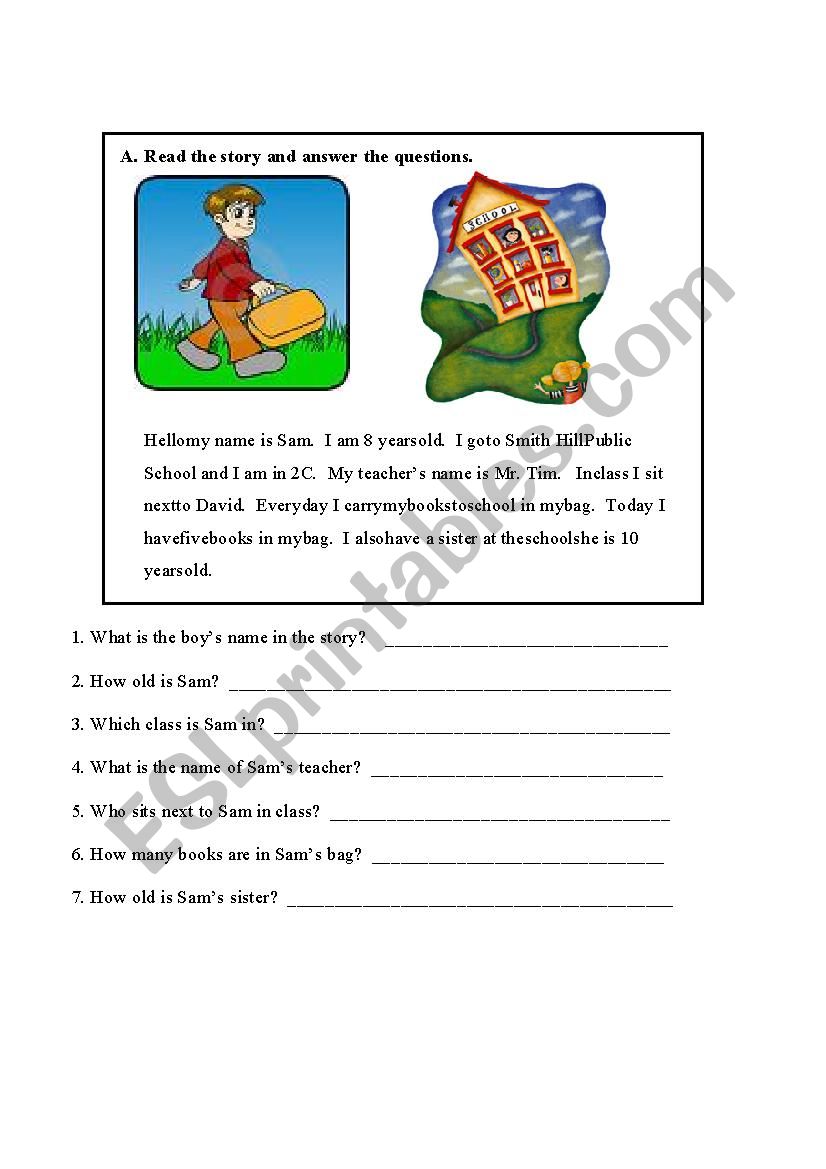 reading activity worksheet