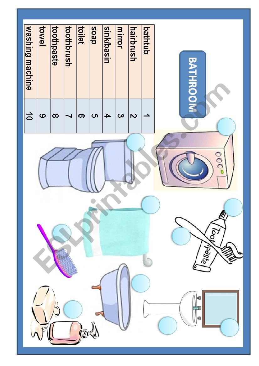 Bathroom worksheet