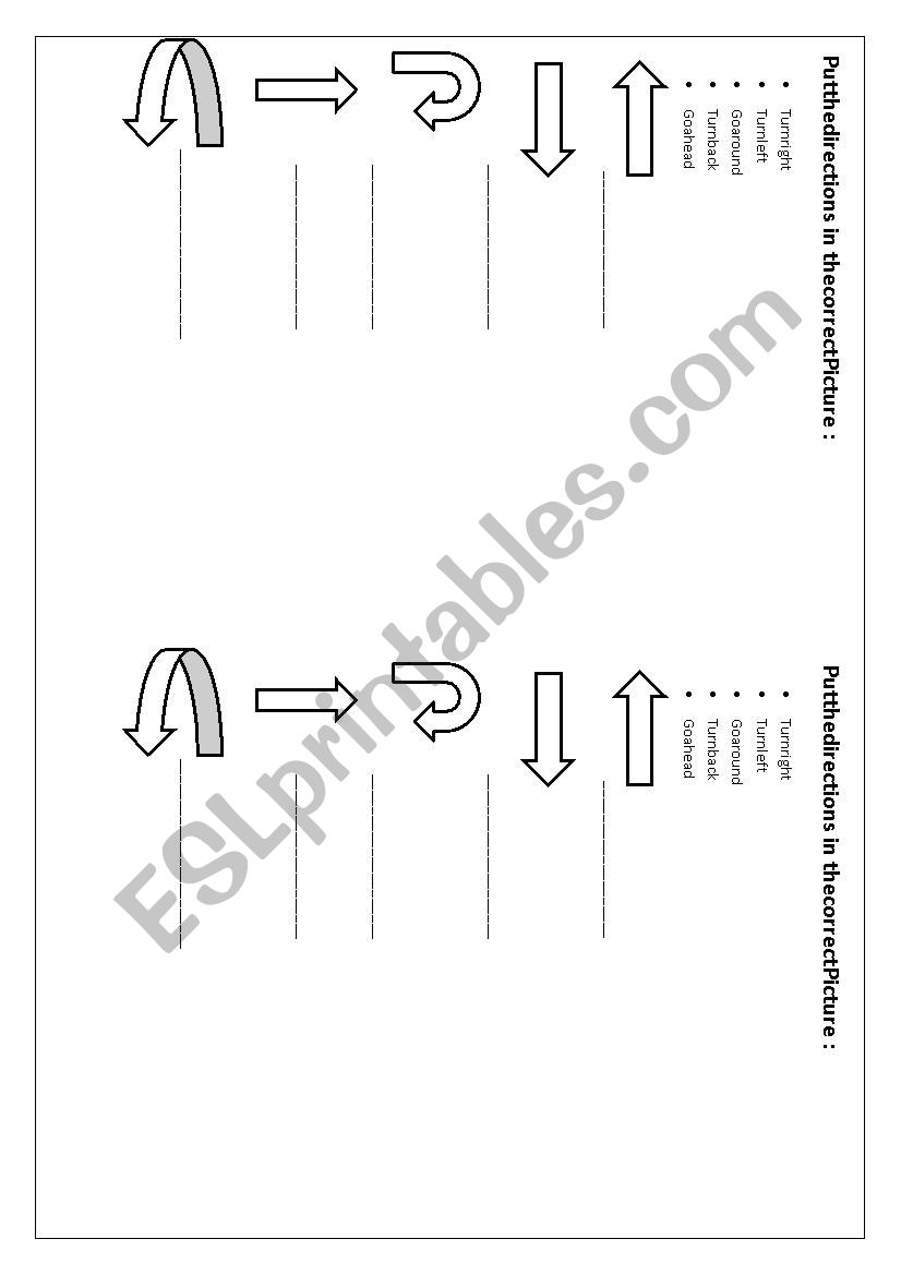 Directions worksheet