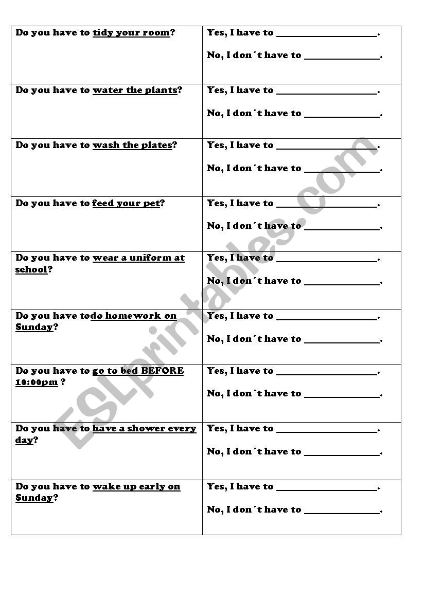  have to questionnaire for children.