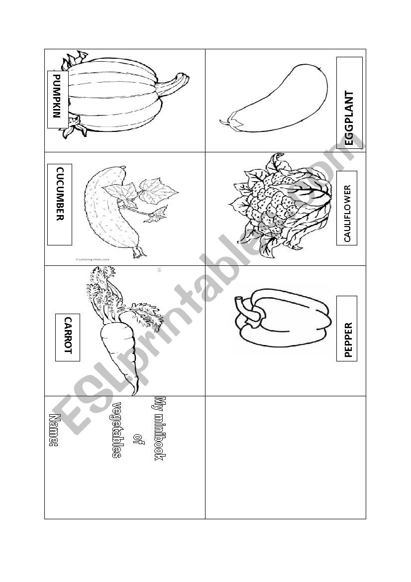 VEGETABLES MINIBOOK worksheet