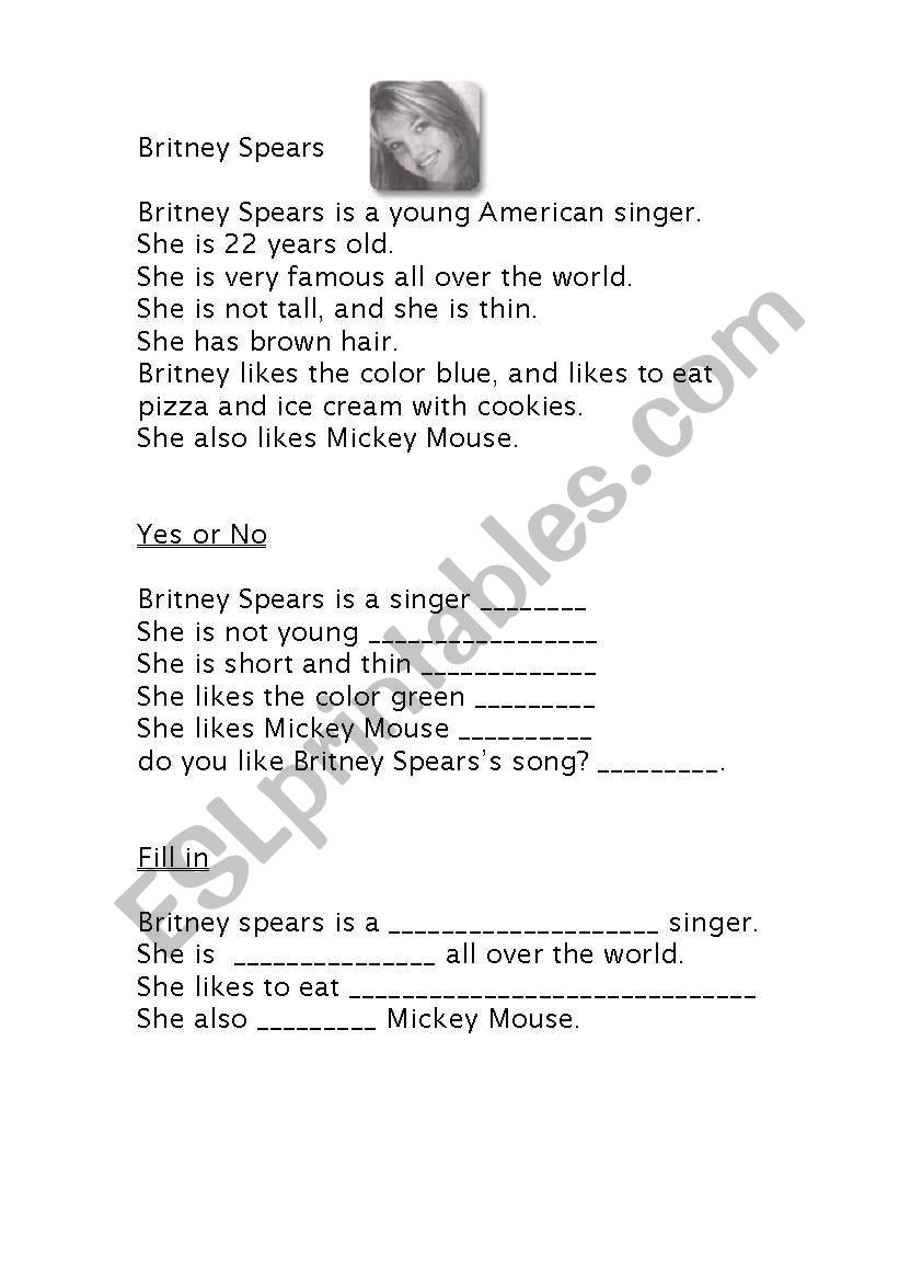 id breatney spears worksheet