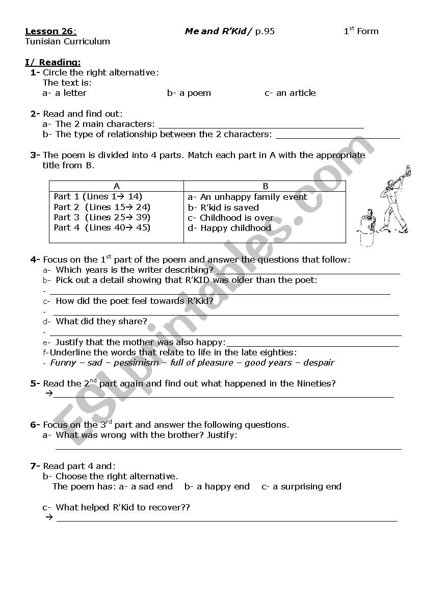 Me And R Kid Esl Worksheet By Shakirtounsi